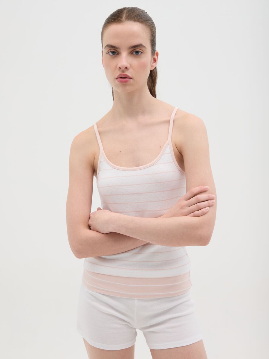 Women's tank top in pure cotton, multicolour, regular fit_0