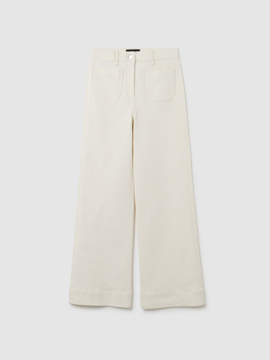 Wide Leg Beige Denim Trousers_4