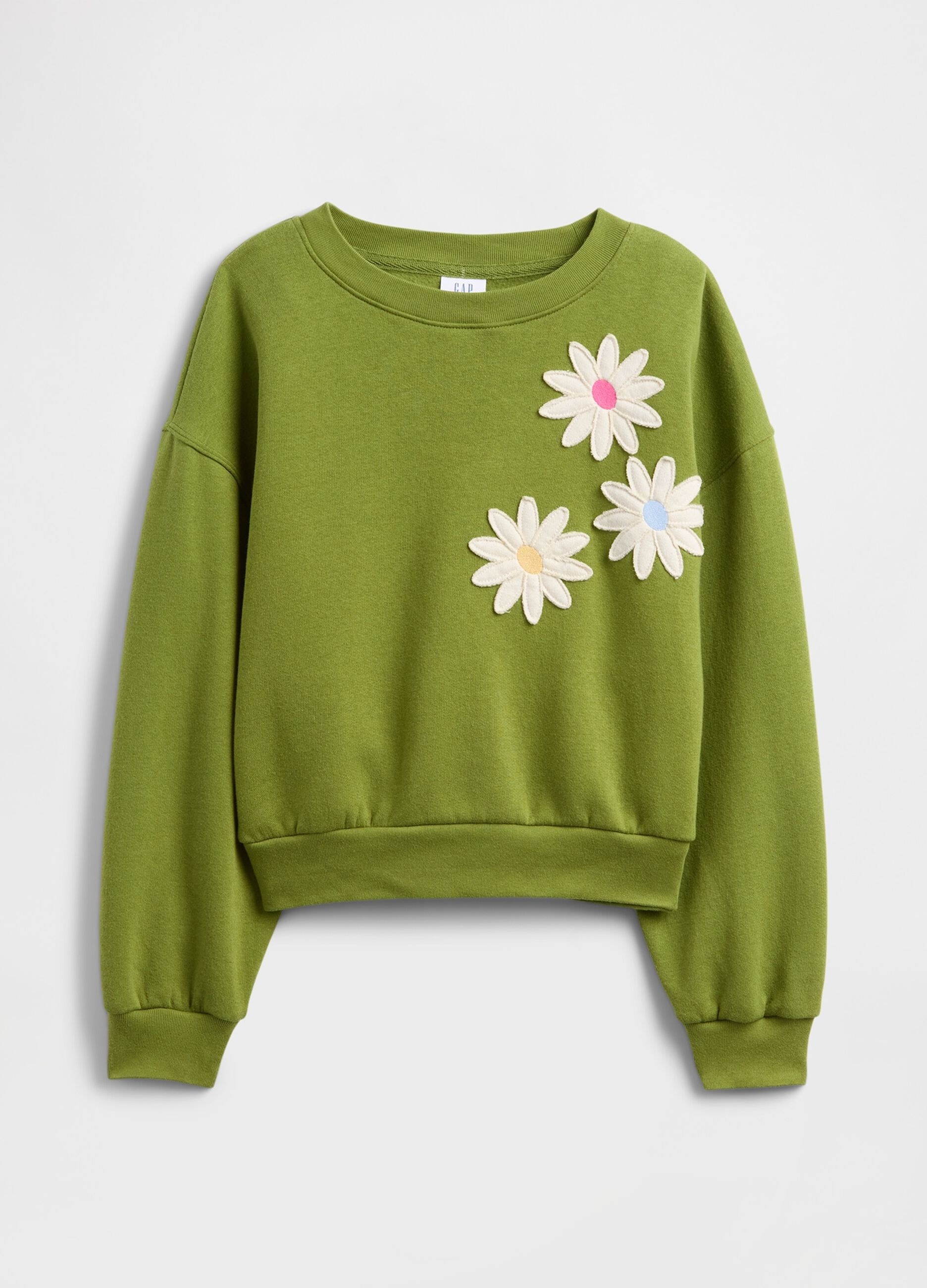 Green Hoodie with Embroidered Flowers