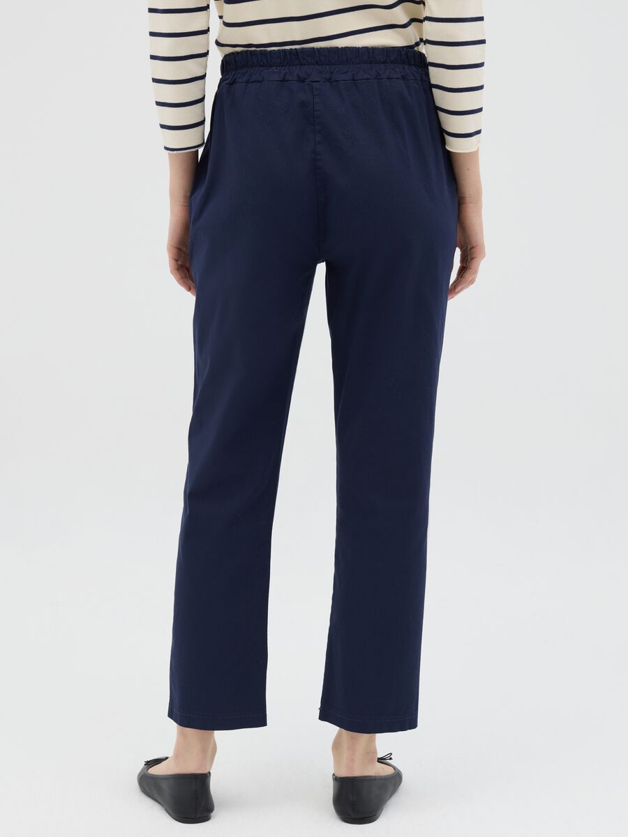Blue cigarette trousers with elastic waistband_3