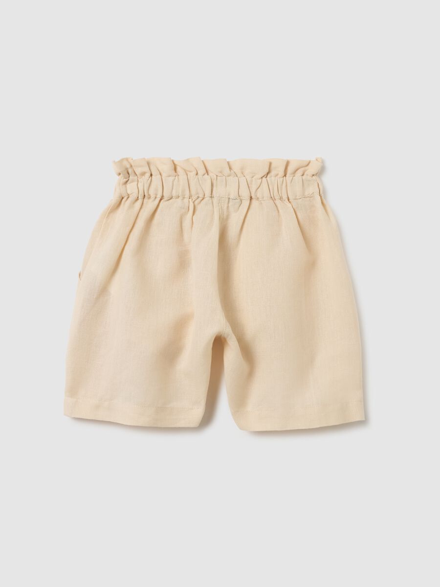 Girls' Beige Linen Shorts Regular Fit_1
