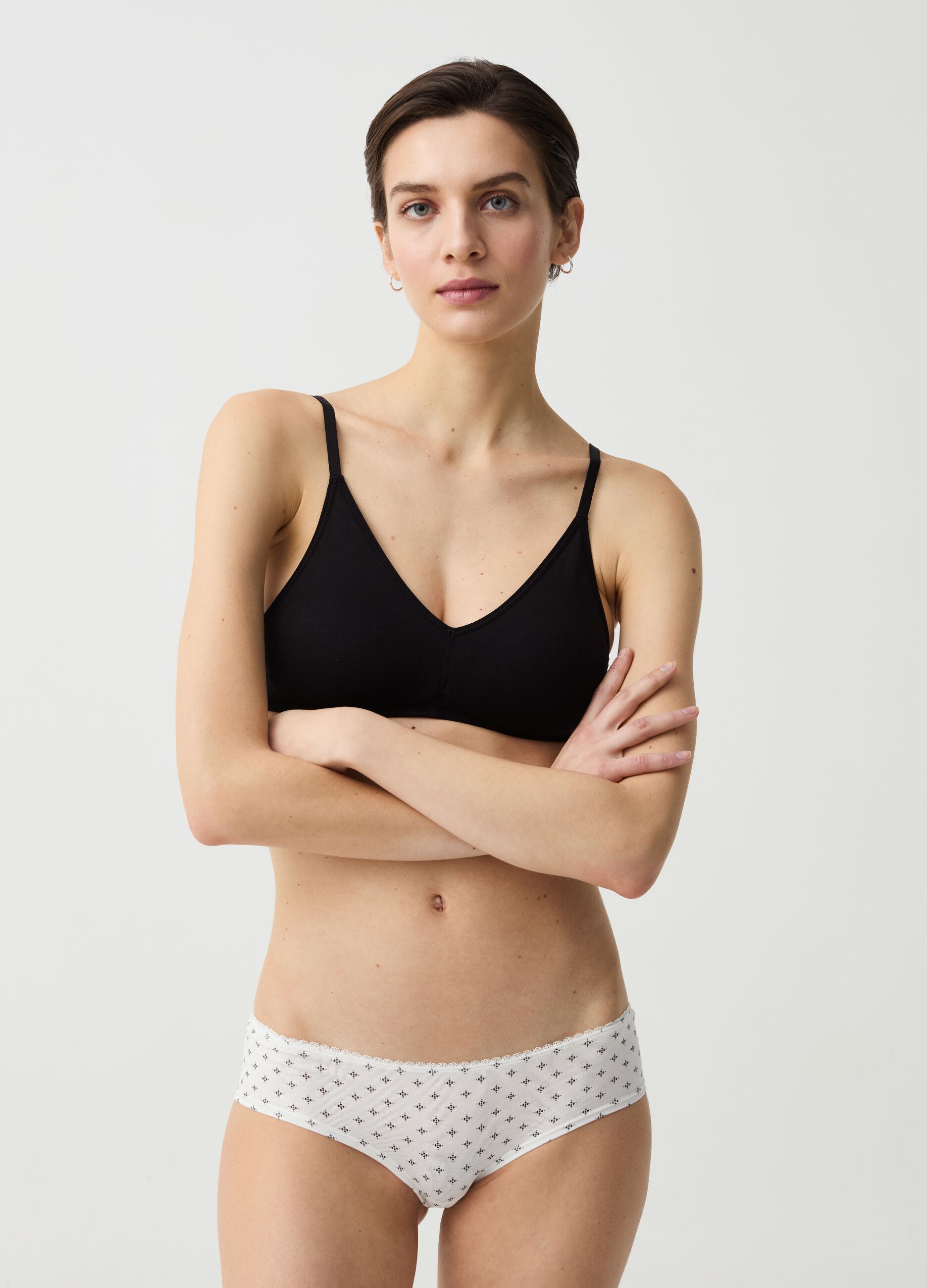 Three-pack organic stretch cotton French knickers