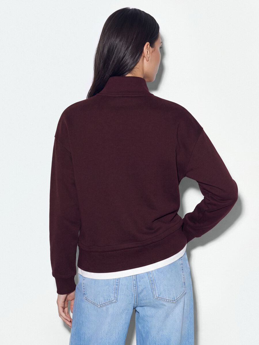 Purple cotton-blend half-zip layered regular fit_3