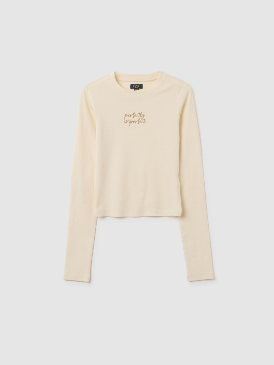 Maglia da ragazze in cotone elasticizzato beige regular fit_3