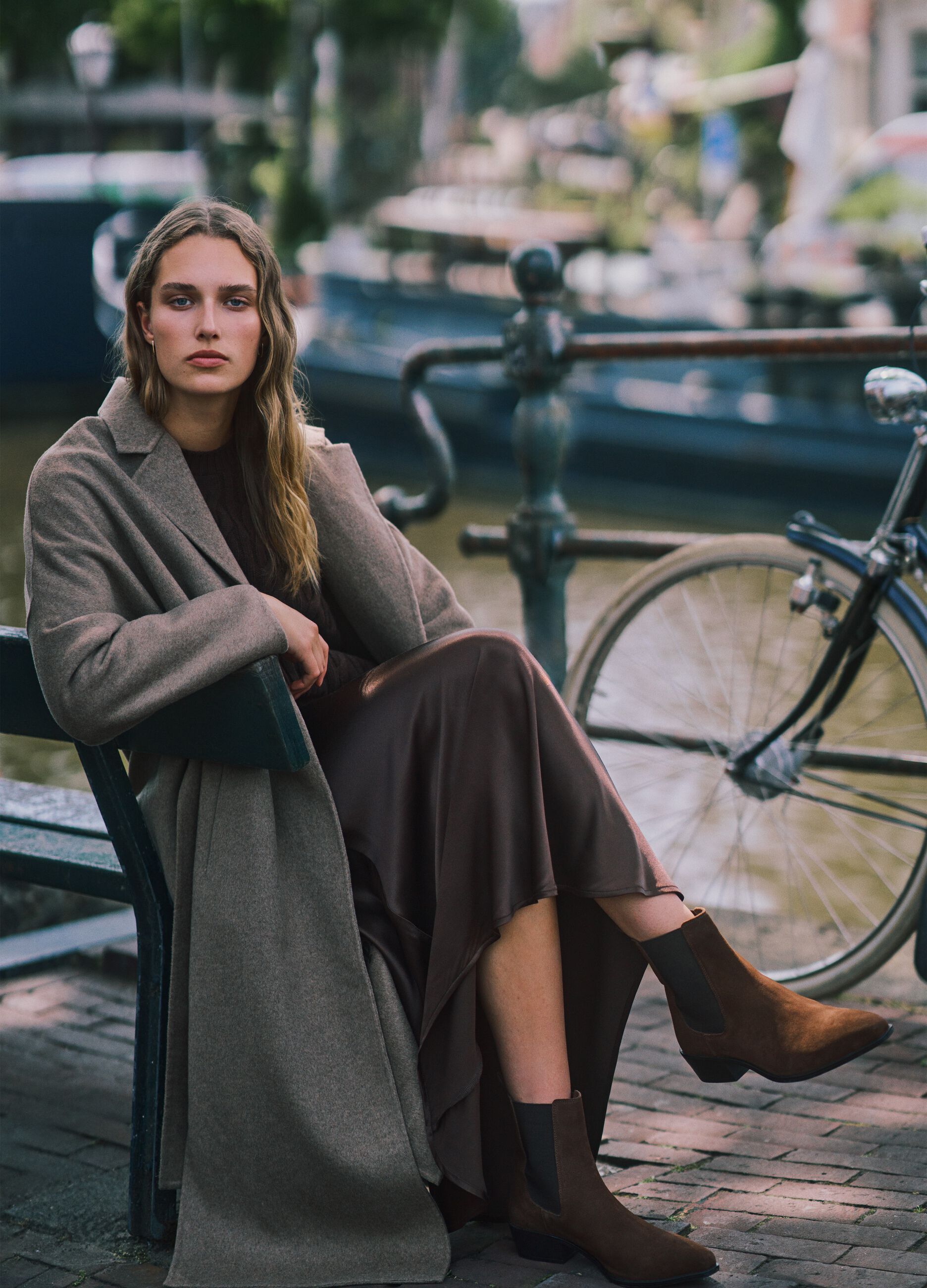 Brown Viscose Long Skirt