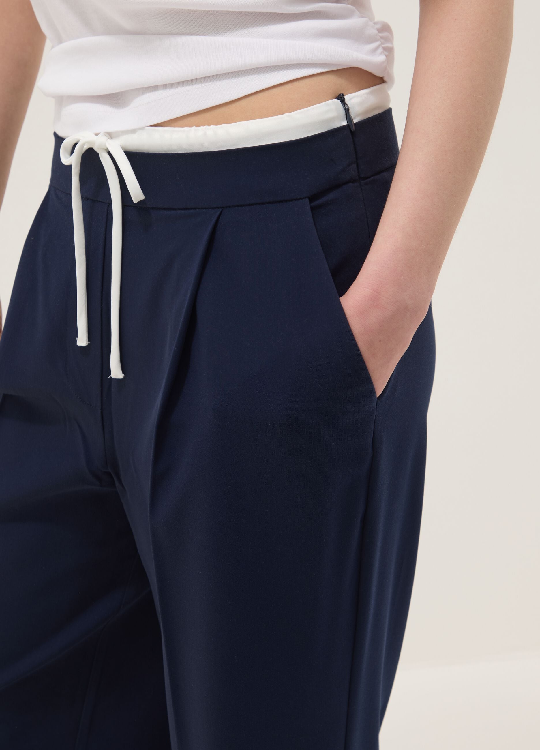 Blue regular fit jogger trousers with elasticated waist