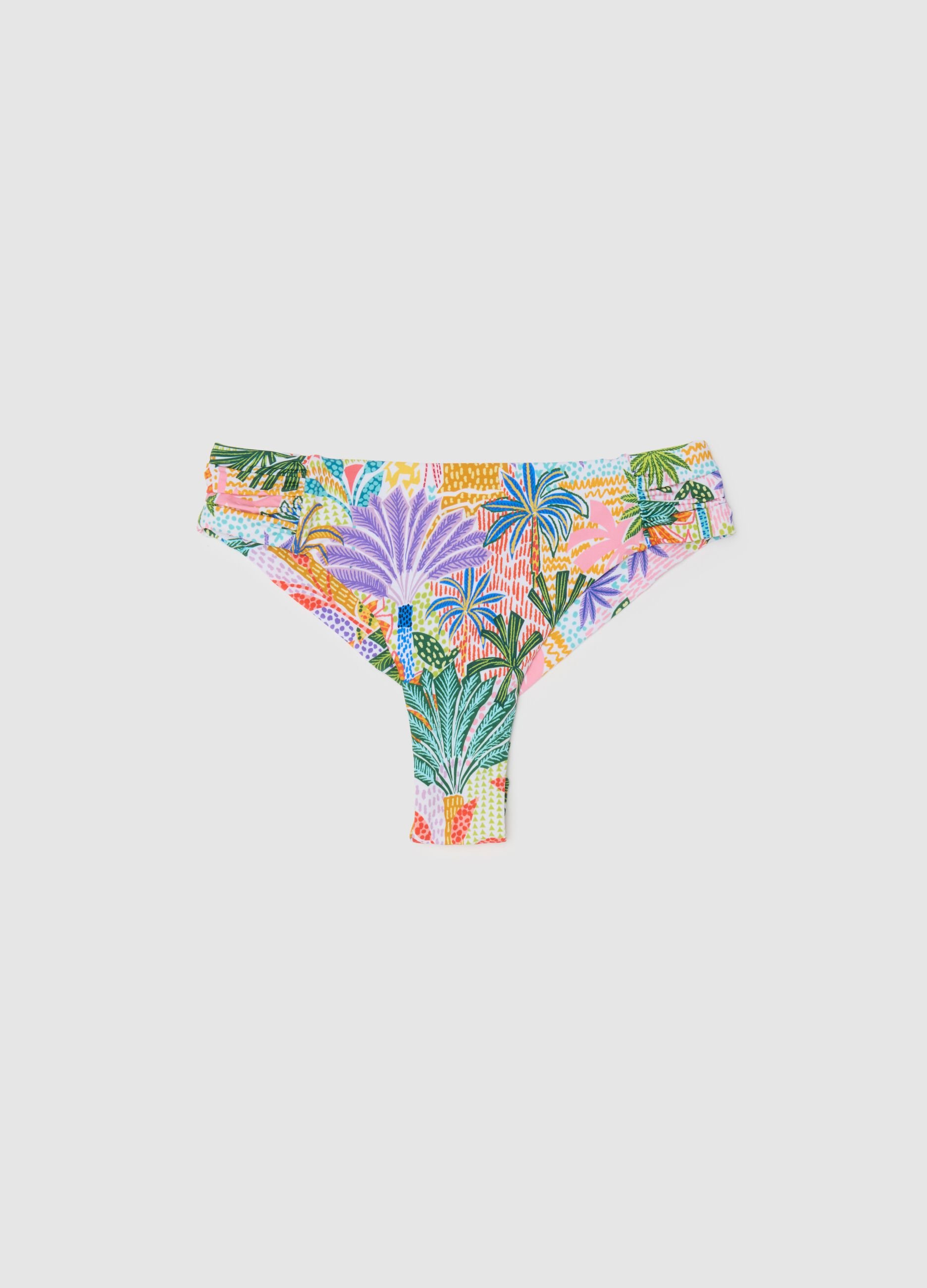 Slip bikini a vita alta da donna in misto elasticizzato multicolor
