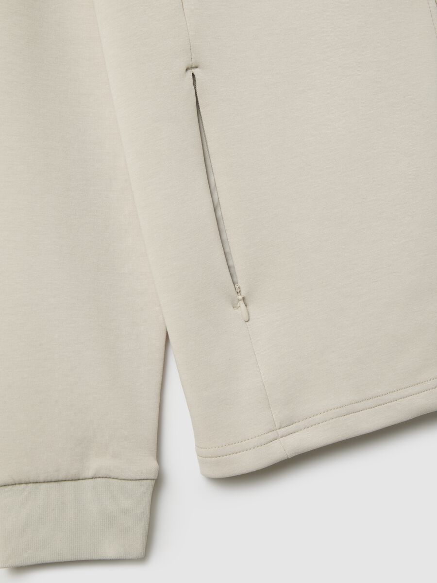 Felpa in misto cotone beige regular fit con zip_1