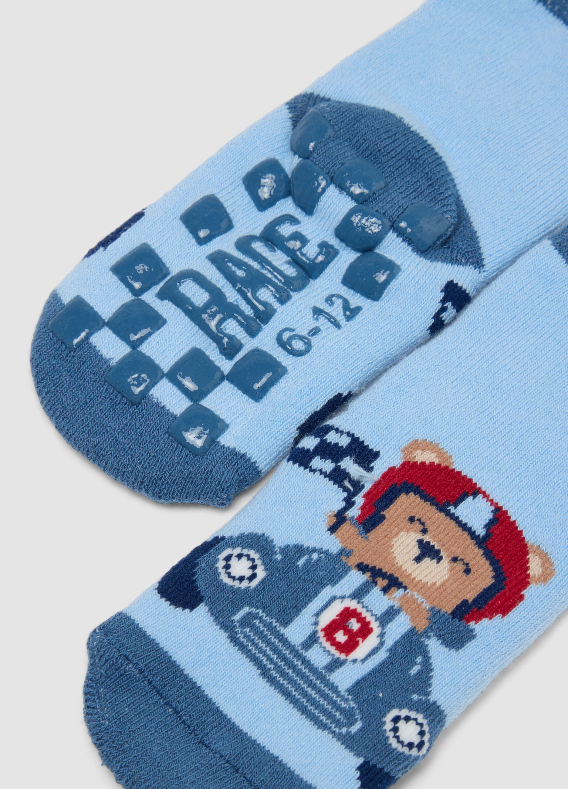 2-pack of blue anti-slip organic cotton blend socks for baby