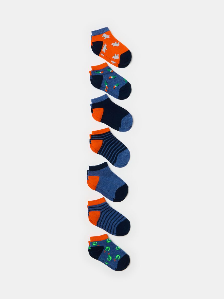 Seven-pair pack short socks with designs_0