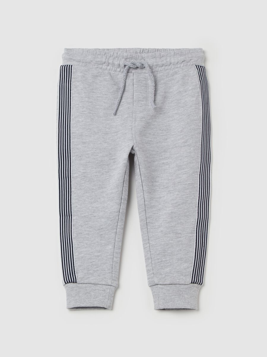 Joggers with striped inserts and drawstring_0