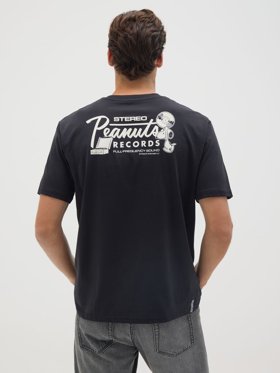 Black pure cotton T-shirt relaxed fit with Snoopy_2