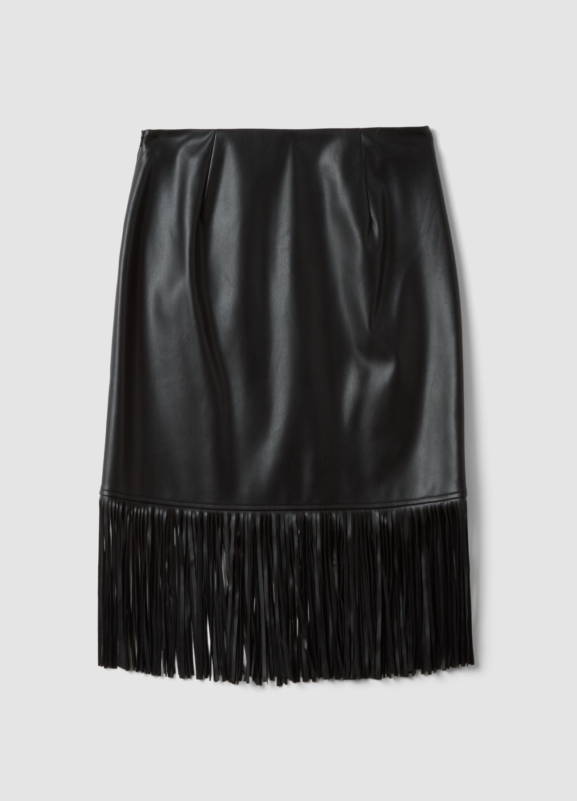 Black midi skirt with fringe hem