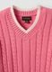 Pink pure cotton cable-knit V-neck jumper for girls_5