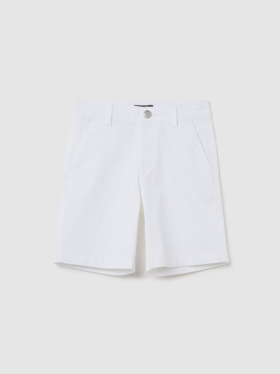 White Stretch Cotton Shorts OVS Kids_0