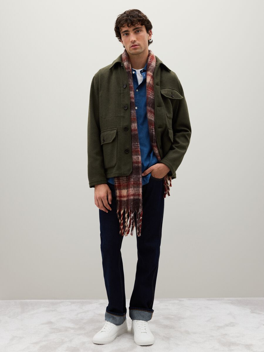Giacca in misto lana verde regular fit_1