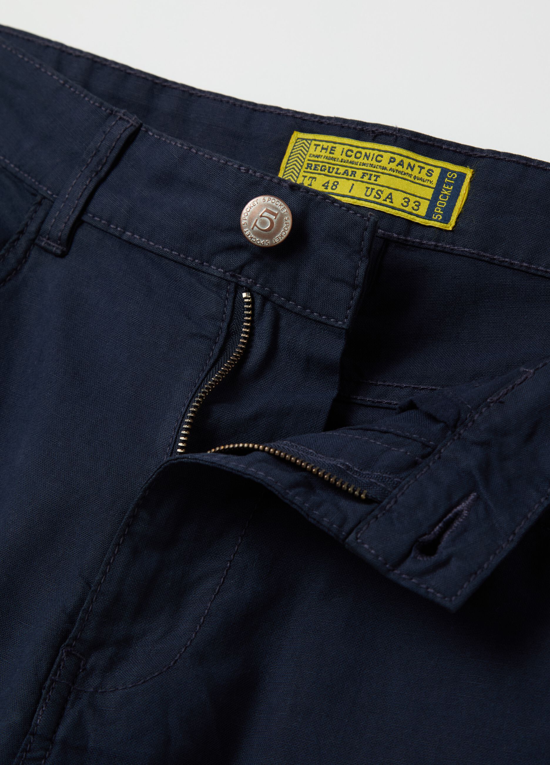 Trousers in linen and cotton with five pockets
