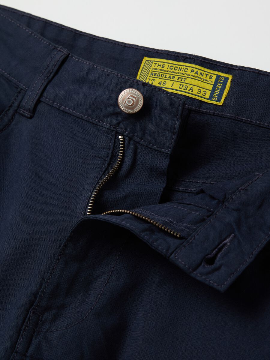 Trousers in linen and cotton with five pockets_1