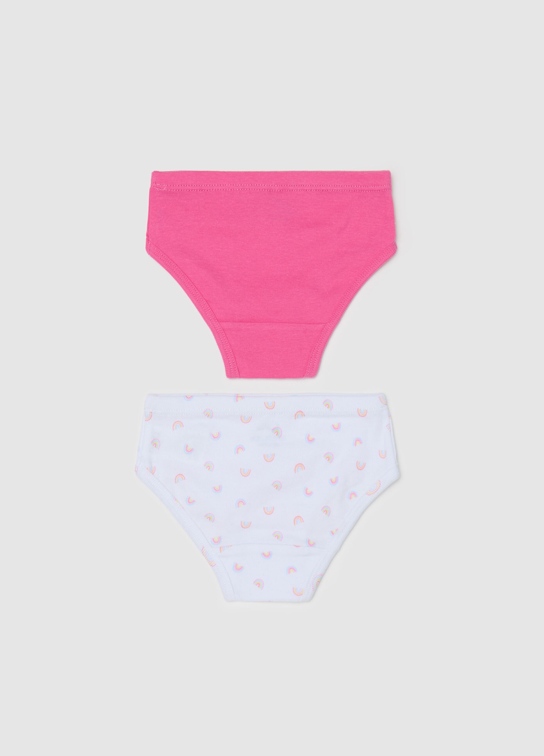 Two-pack cotton briefs with print and bow