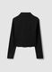 Black cropped stretch-viscose blazer with classic lapels, slim fit_6