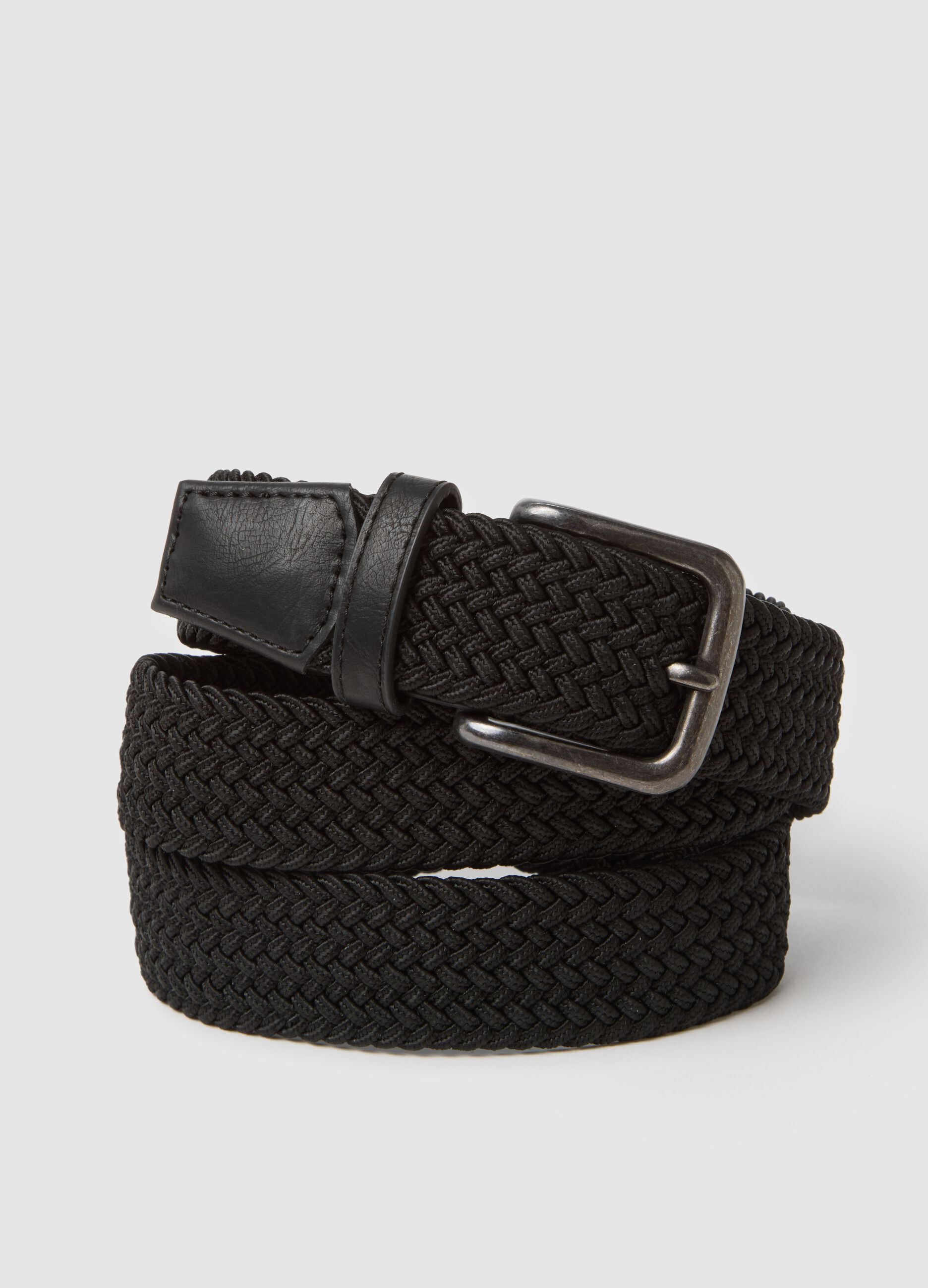 Braided Black Genuine Leather Belt