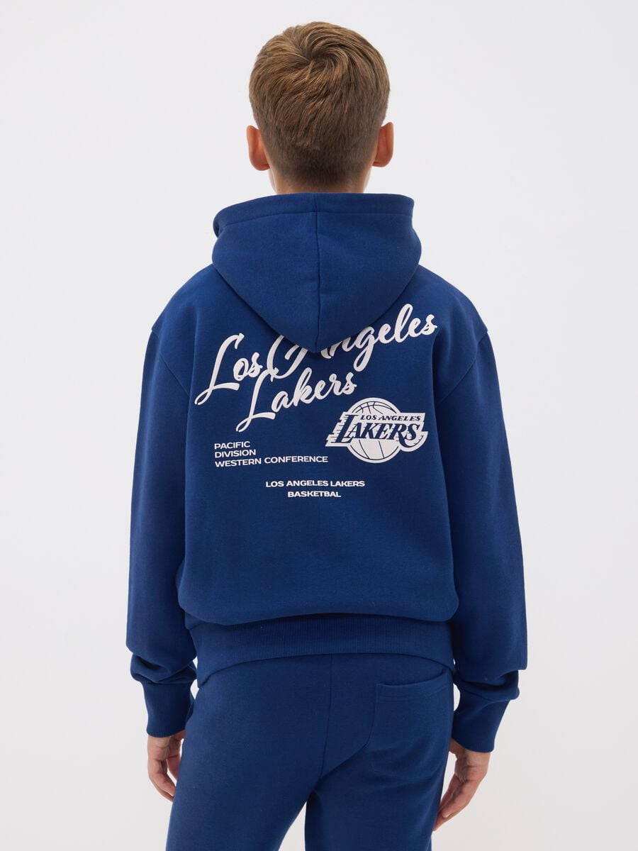 Felpa blu con cappuccio in misto cotone con stampa Lakers per ragazzo_2