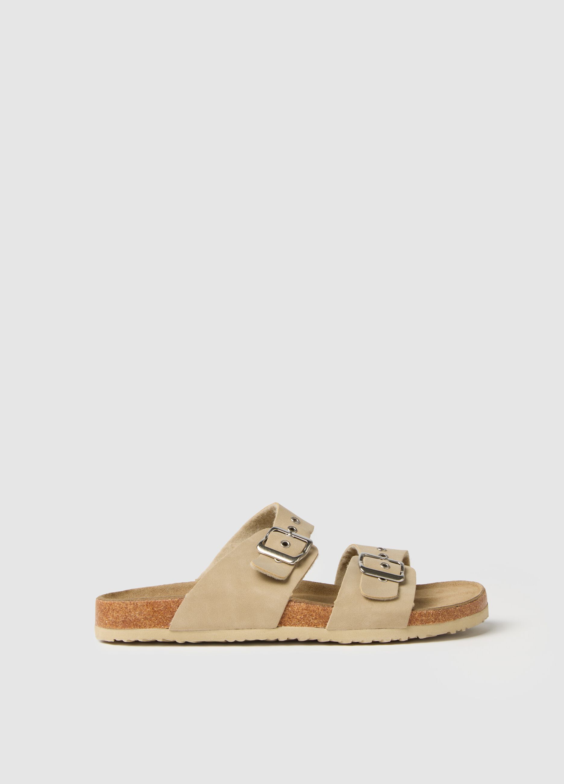 Women's sandals in beige genuine leather