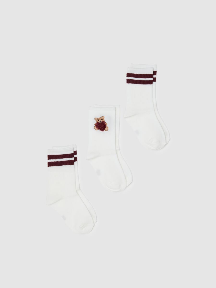 Girl's short socks tripack in multicolor cotton blend_0