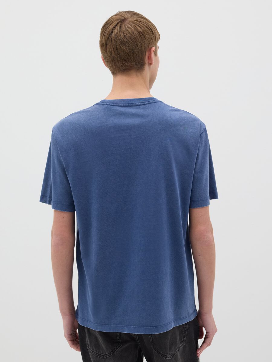 Men's Blue Crew Neck Cotton T-Shirt_2