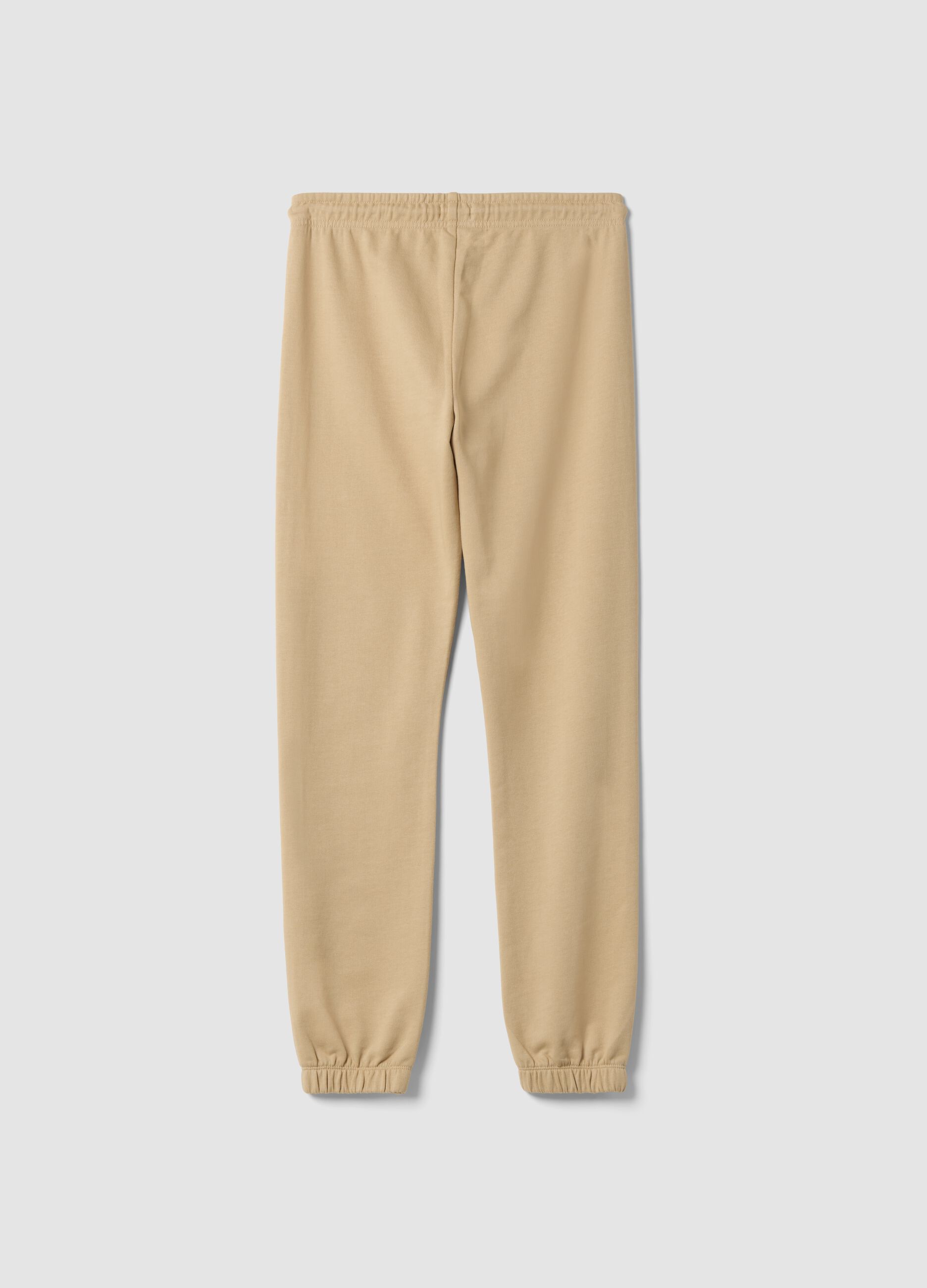 Pantaloni jogger beige in puro cotone
