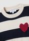 Regular fit multicolour striped cotton blend jumper with heart_1