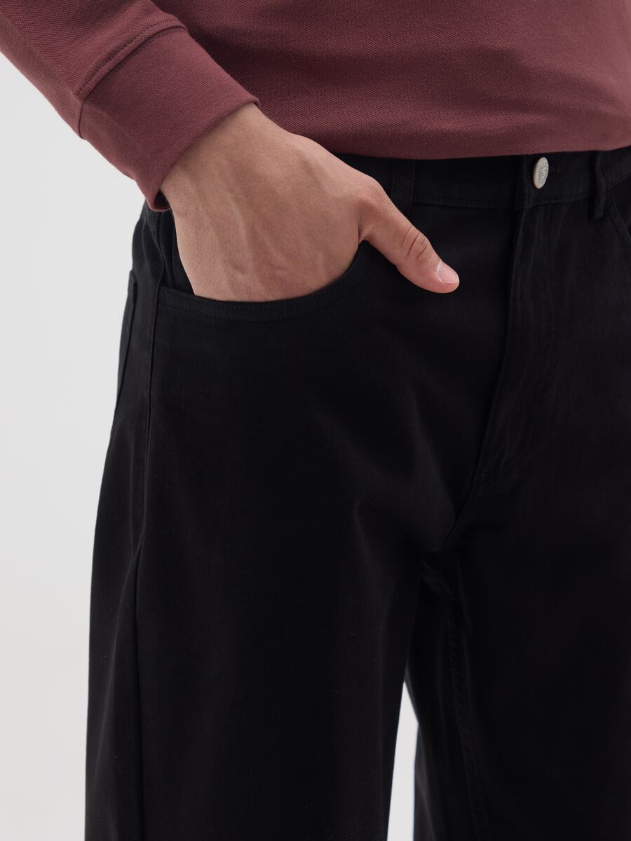 Black Regular Fit Pure Cotton Trousers_3