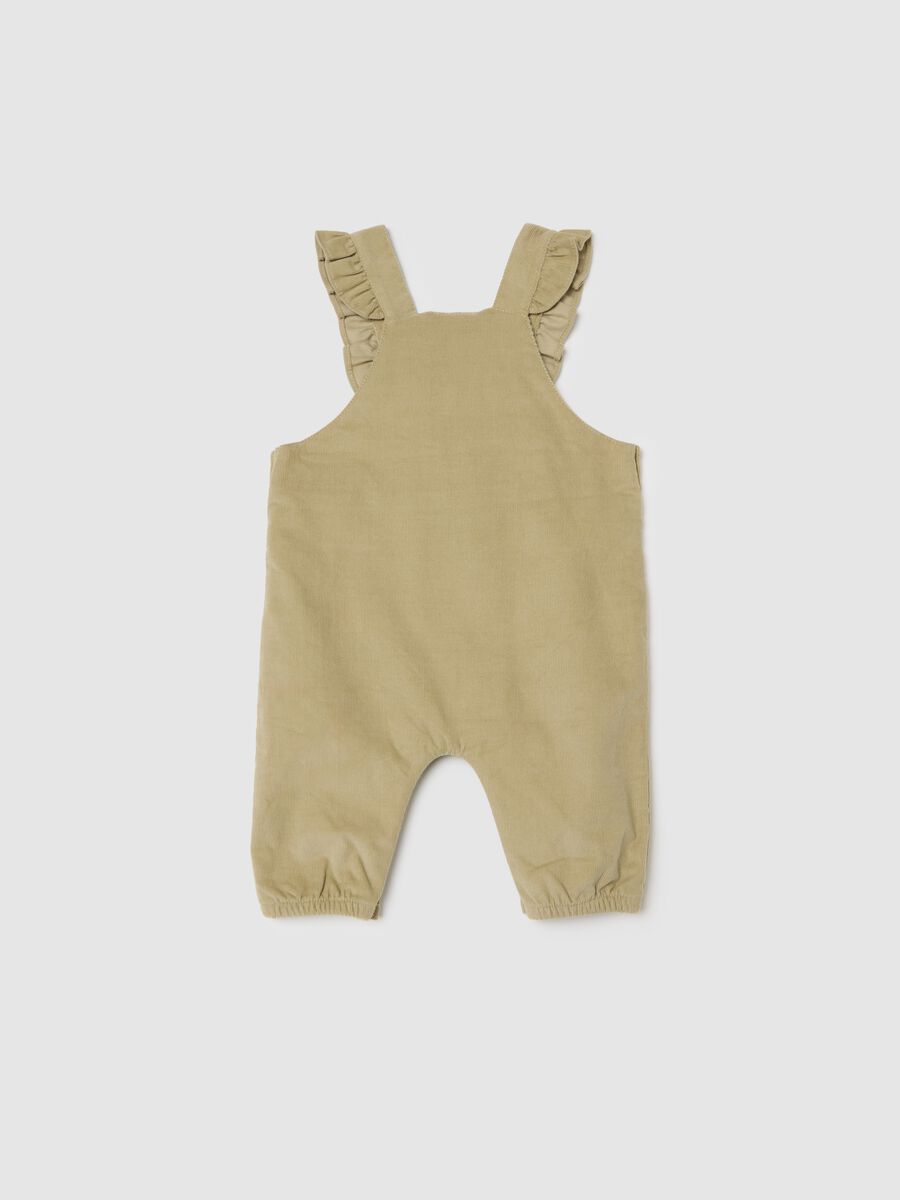 Salopette beige da neonata in puro cotone regular fit con volant_1