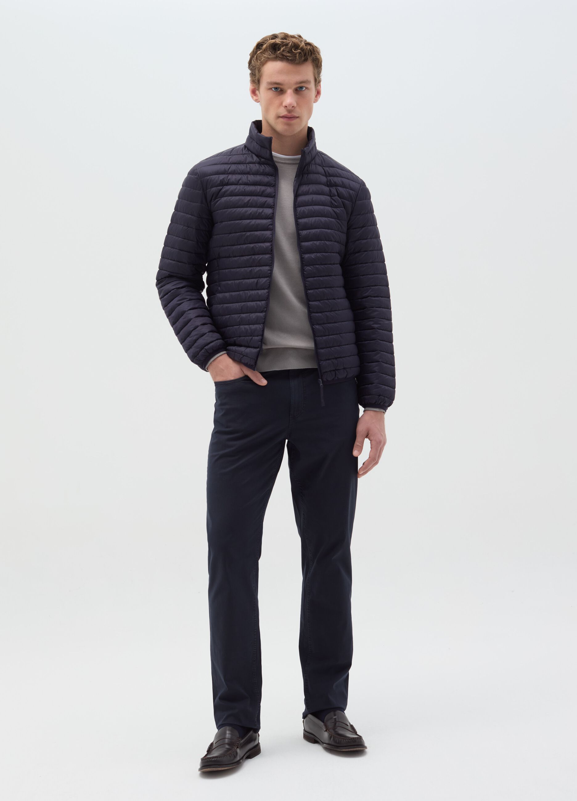 Slim-fit trousers in cotton poplin