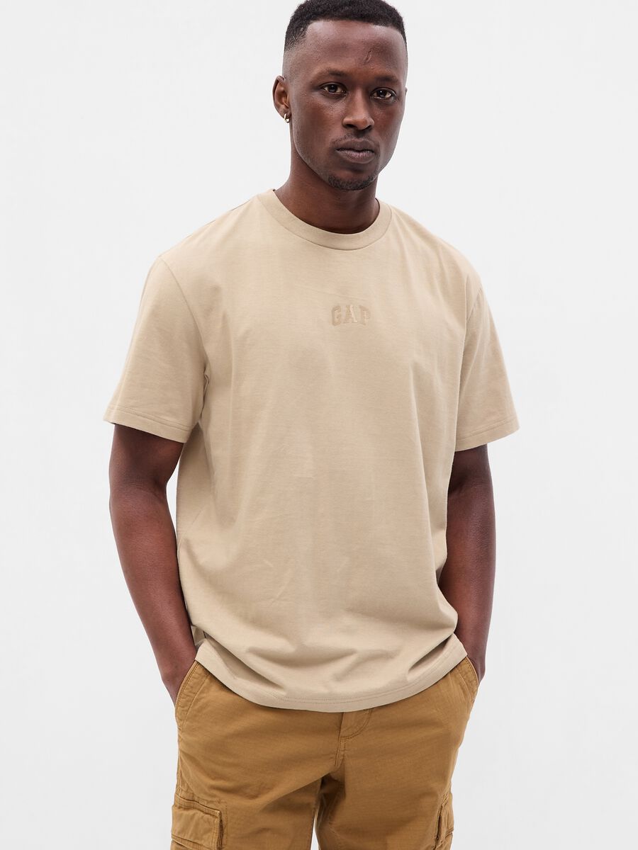 T-shirt con stampa logo effetto lucido_0