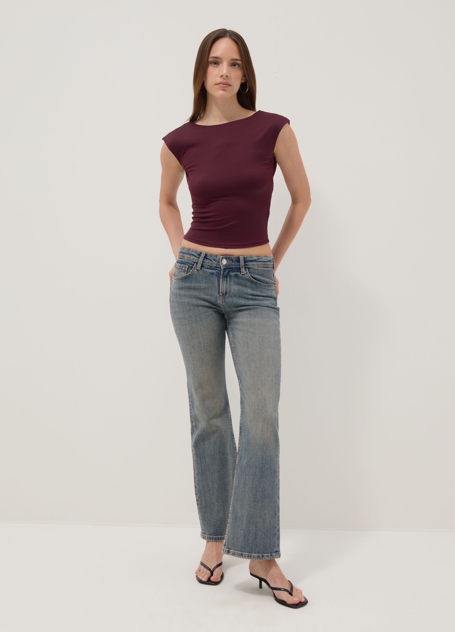 Purple stretch-fabric top