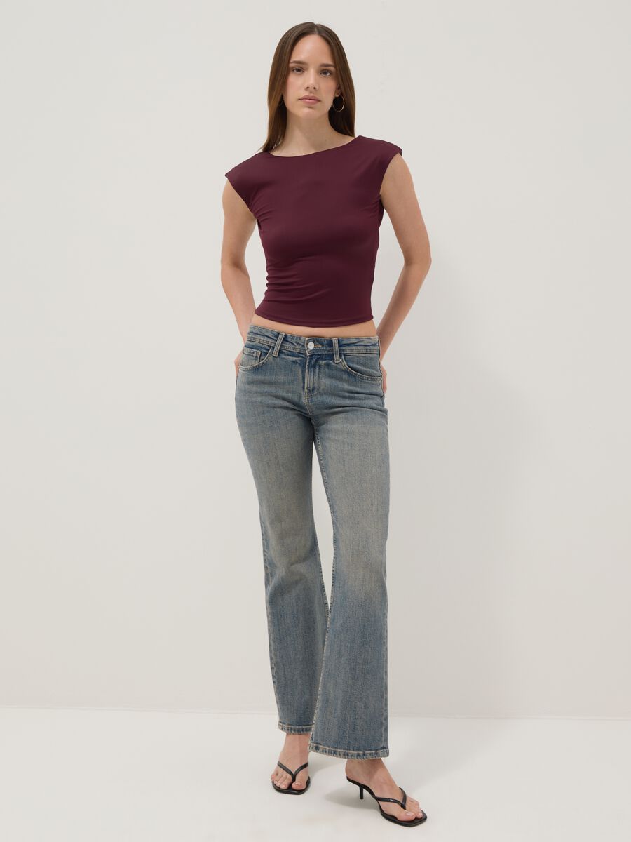 Top rosso in tessuto elasticizzato fitted_2