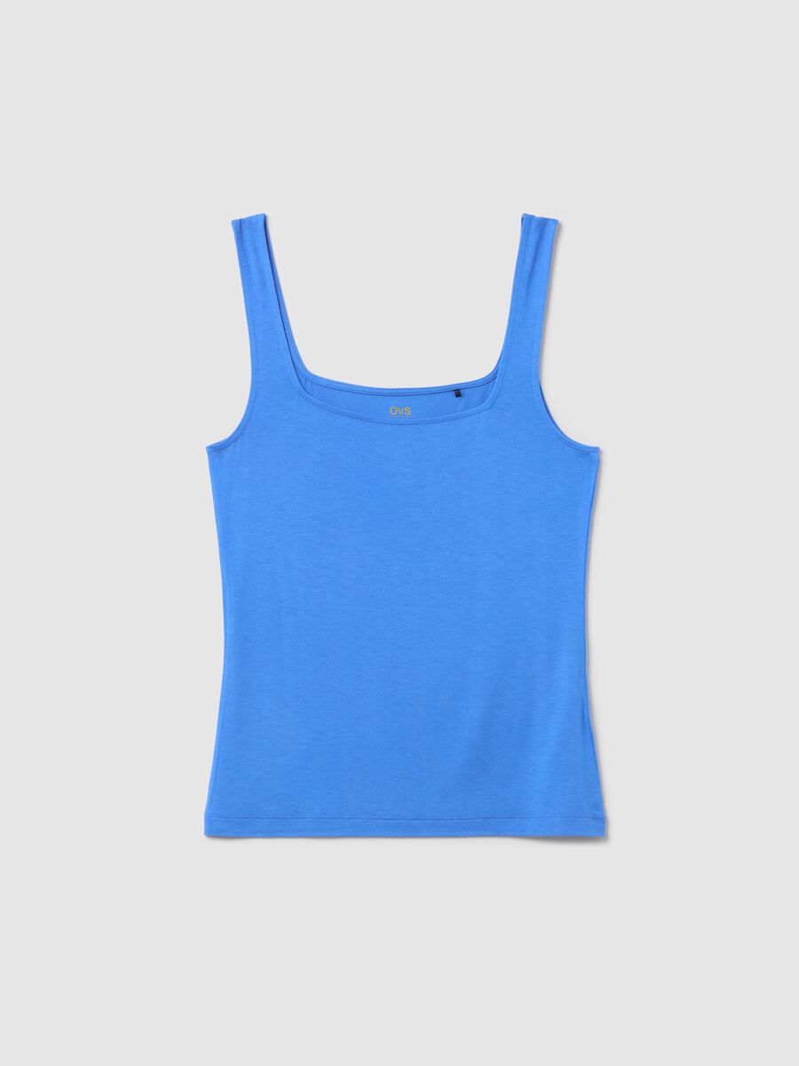Basic light blue tank top in stretch viscose_4