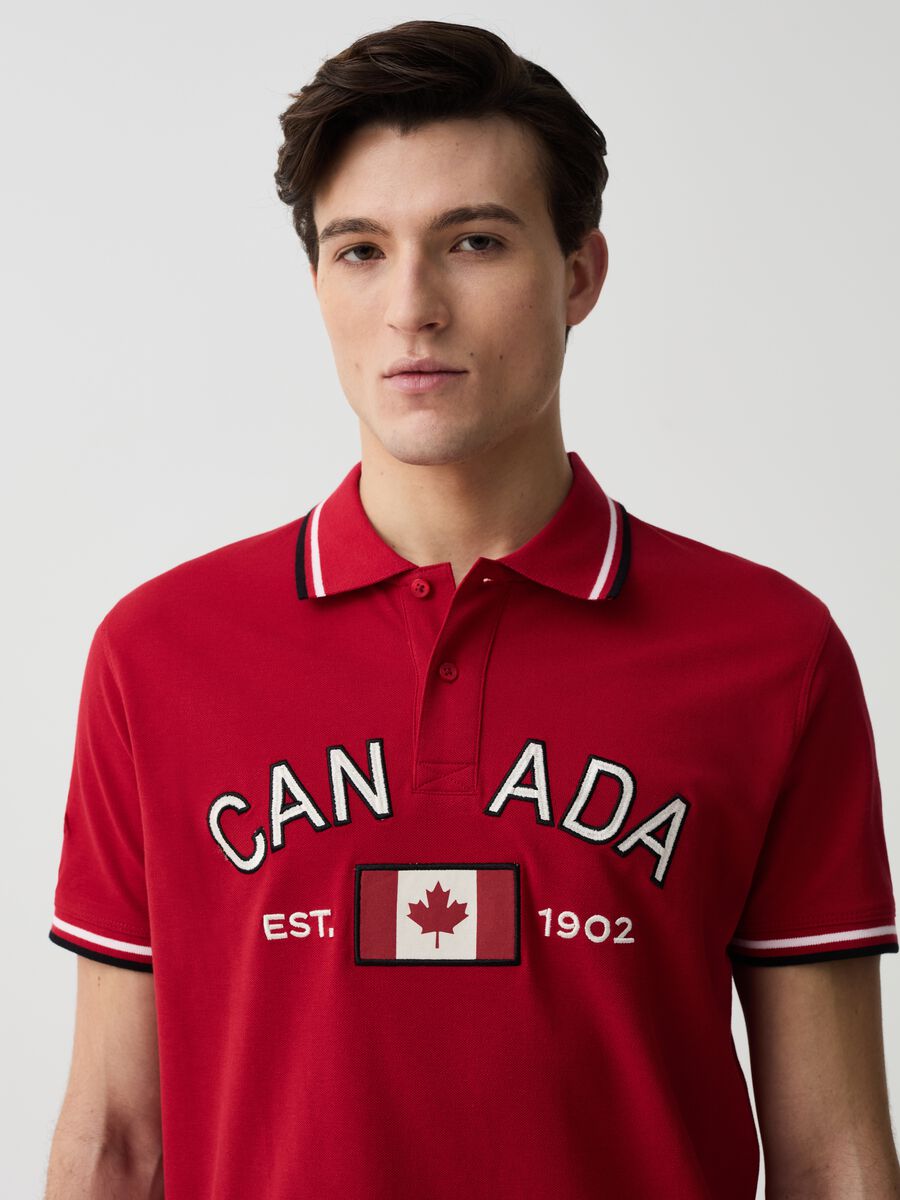 Polo shirt with striped edging and Canada Trail embroidery_2