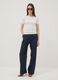 Pantaloni denim blu in puro cotone wide leg con coulisse_0