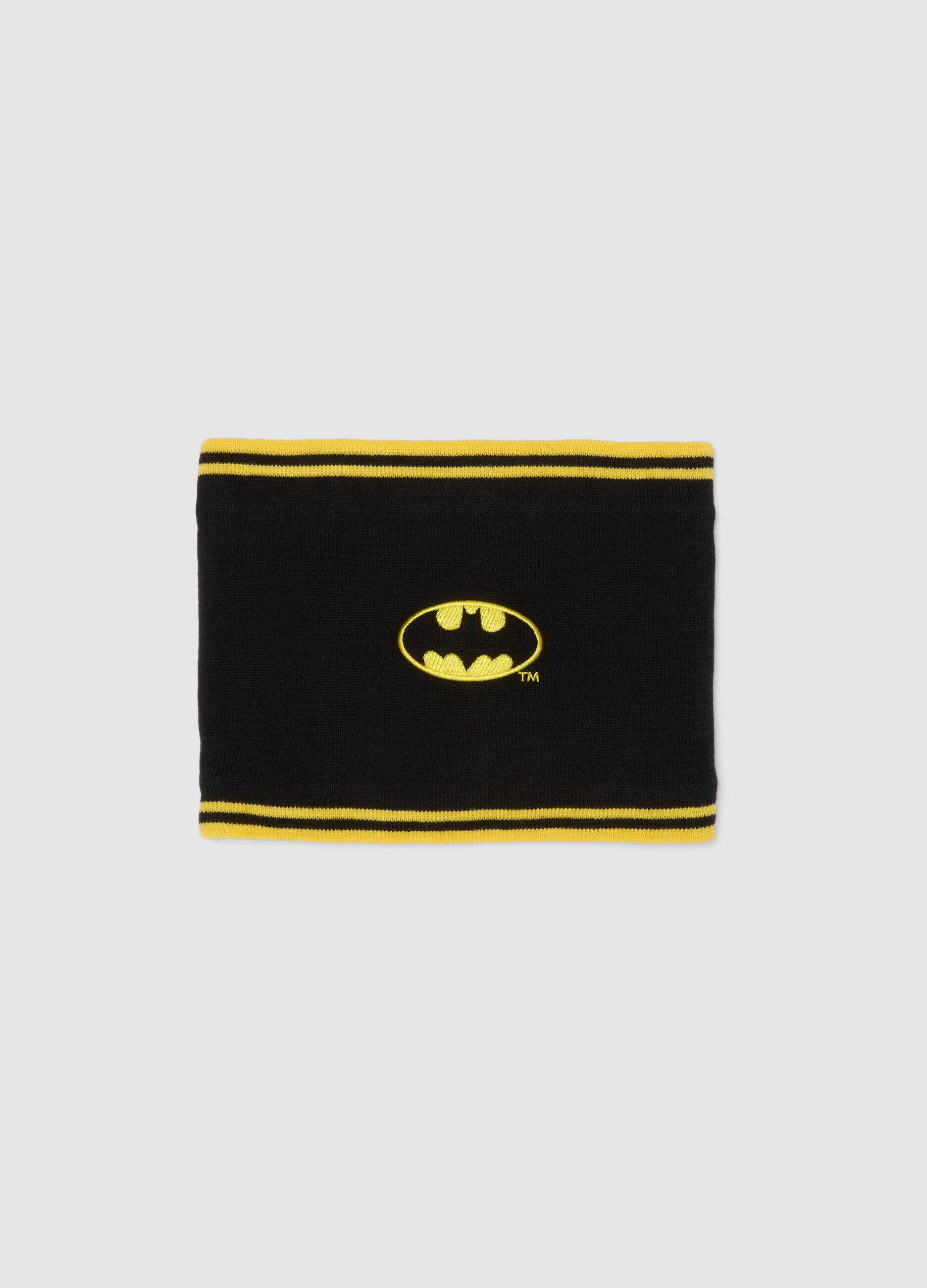 Black and yellow Batman print neck warmer