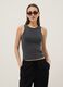 Grey ribbed stretch-cotton fitted tank top_3
