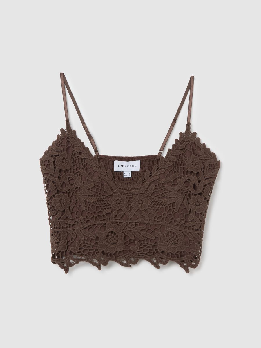 Brown Cotton Lace Tank Top_4