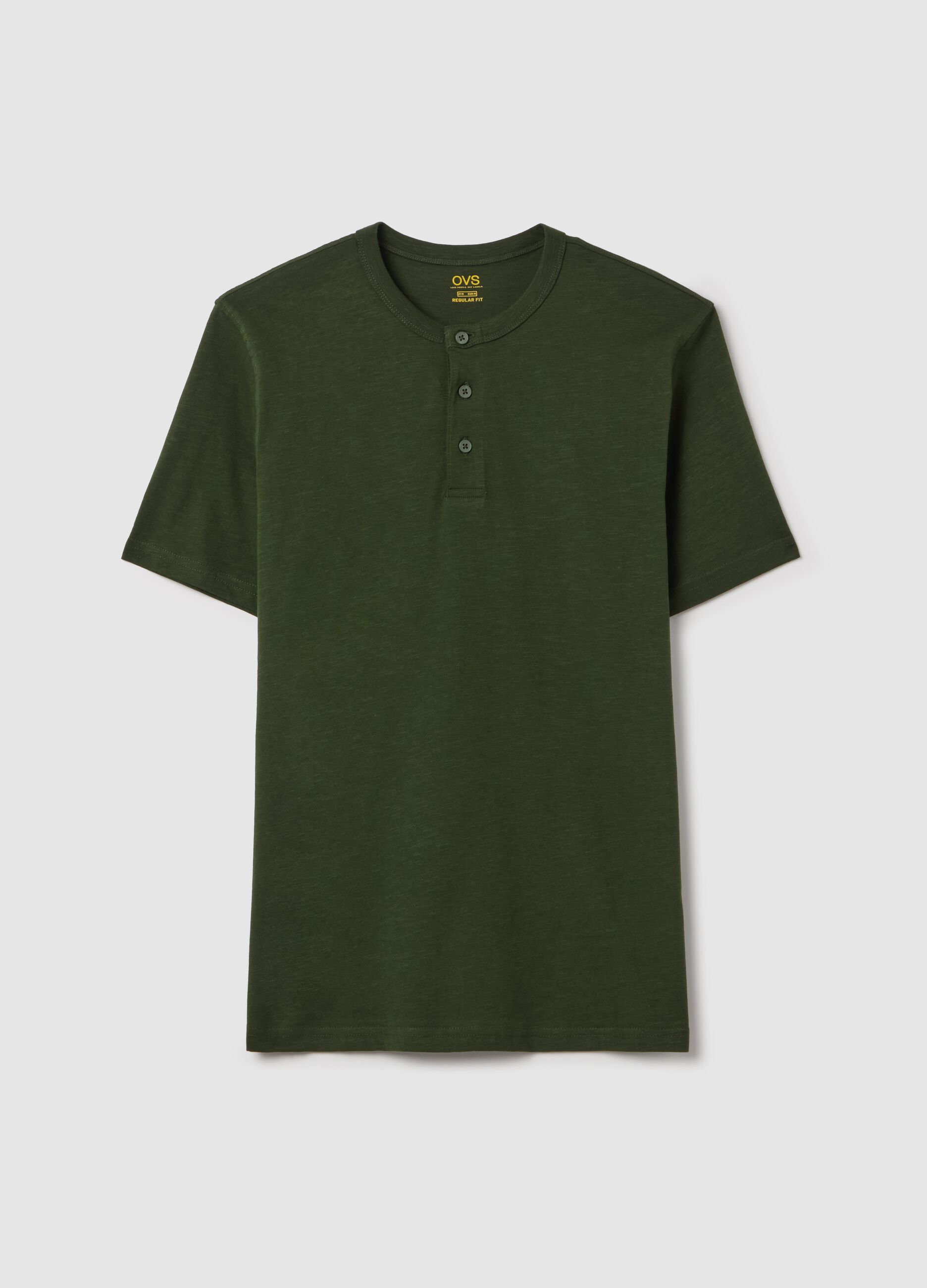 Cotton T-shirt with granddad neckline