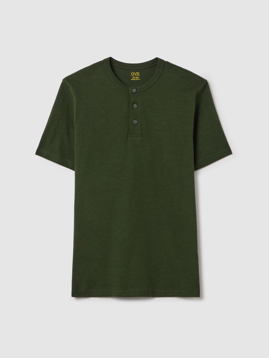 Cotton T-shirt with granddad neckline_4