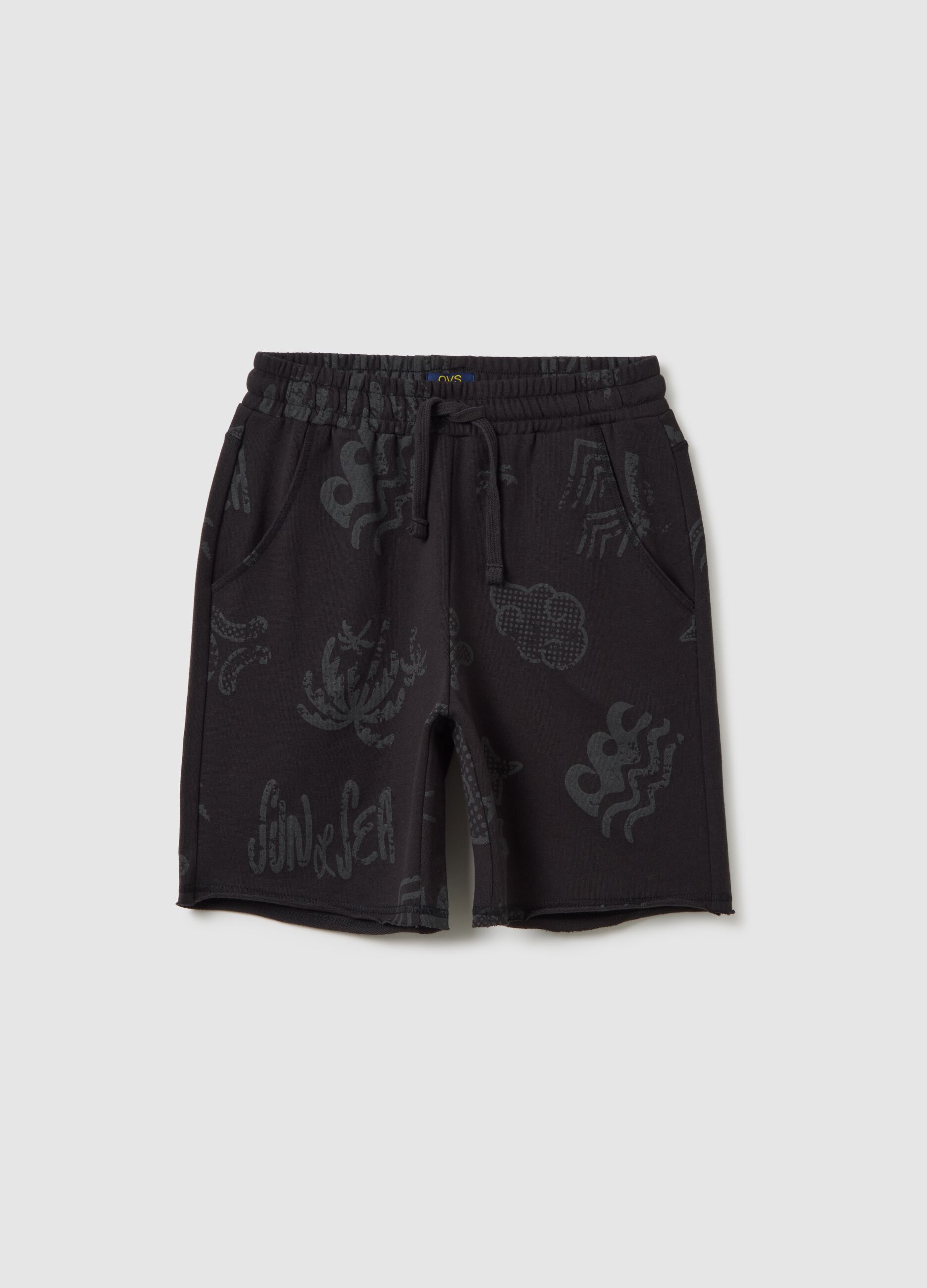 Boys' Regular Fit Black Pure Cotton Shorts