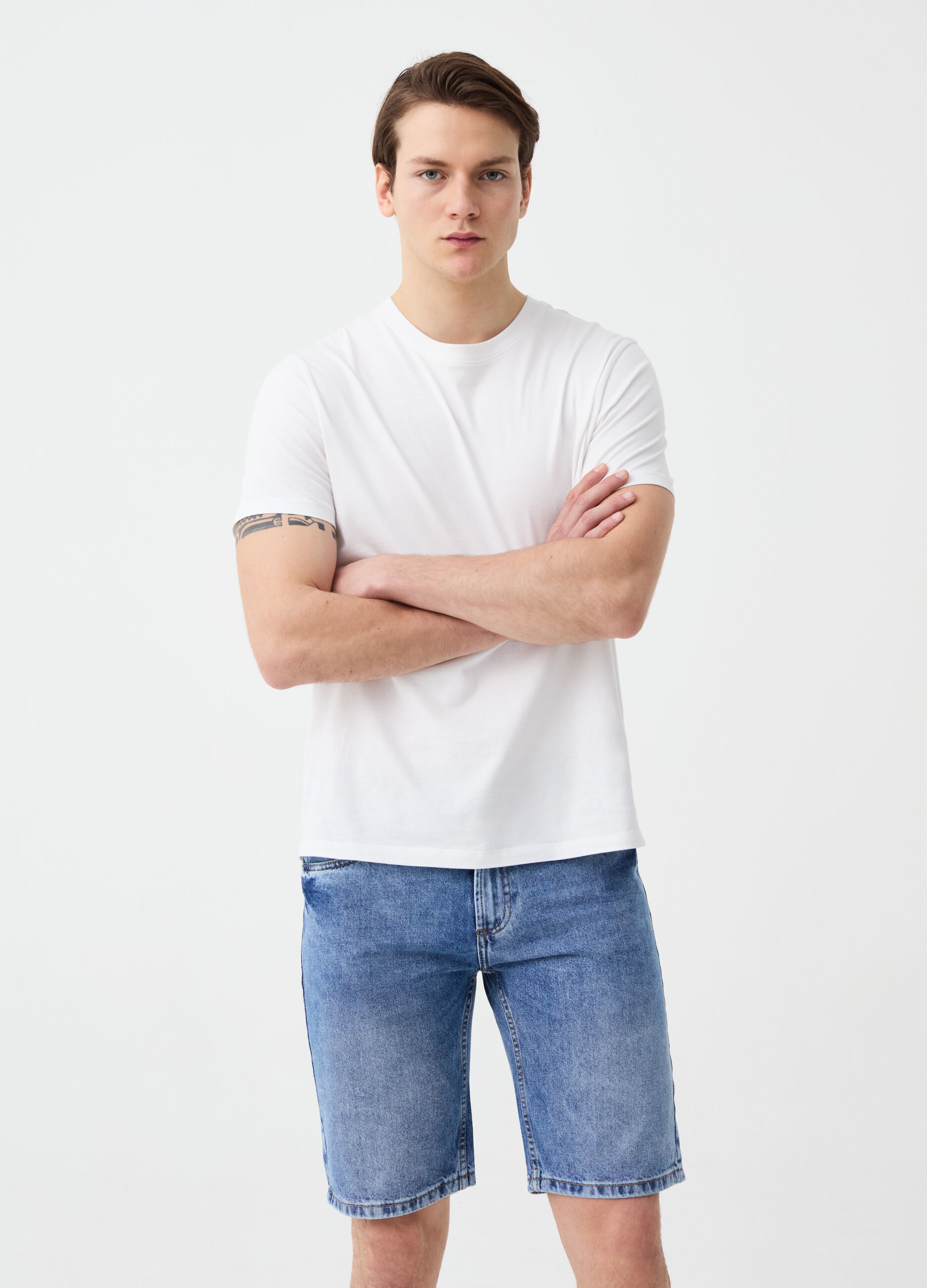 Regular-fit Bermuda shorts in denim