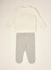 White stretch cotton baby set with footed leggings and panda print_1