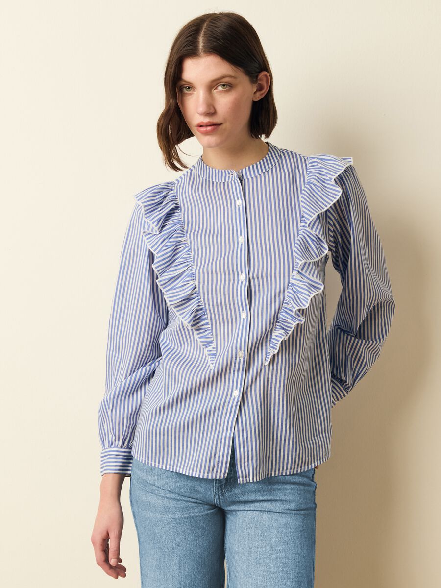 Striped shirt with frills_0