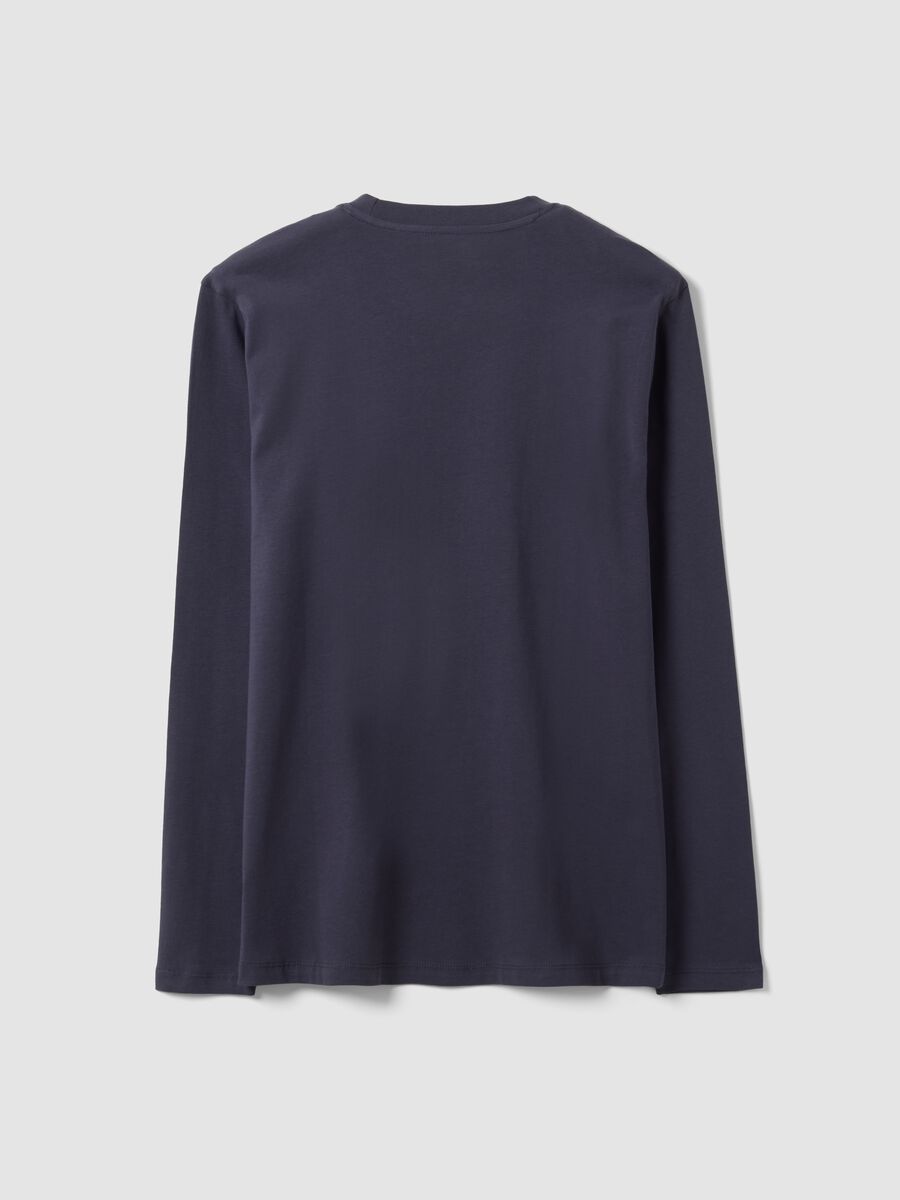 T-shirt grigia a maniche lunghe in puro cotone organico con girocollo_2